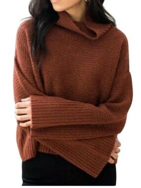Gentle Fawn brown sweater with ribbed turtleneck neck size M